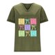 thumbnail image 5 of Corto para las Mujeres Casual Verano 2025 Pascua Impresión V-Cuello Camiseta, Ligero 95% Poliéster 5% Spandex Top para Toda la Temporada Hogar Y Diario, 5 of 7