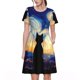 thumbnail image 1 of Easygdp Cat Under Starry Skies para Vestido Transpirable de Mujer, Vestido Suelto de Manga Corta con Pliegues y Bolsillos para el Verano, 1 of 6
