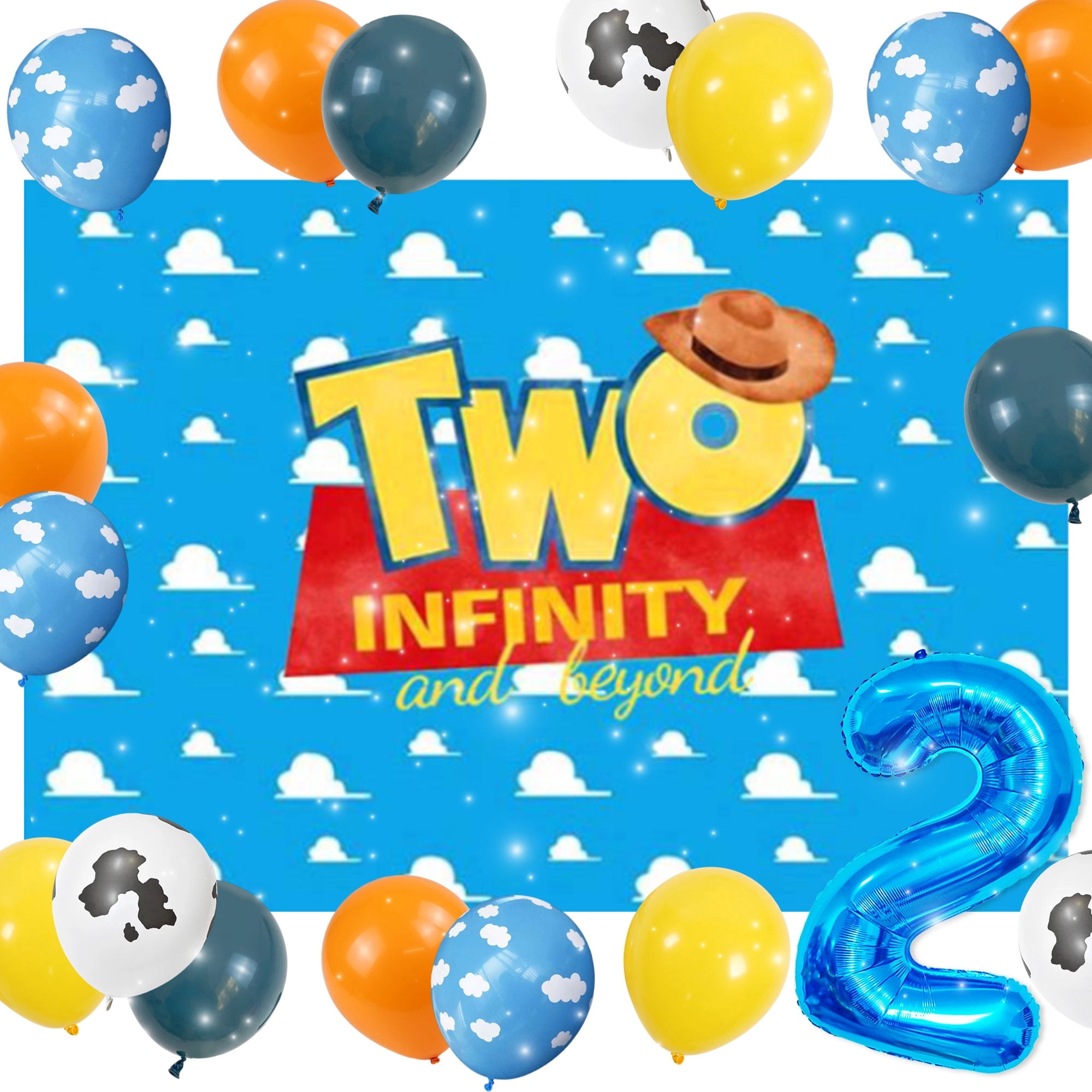 2nd Birthday Party Decorations - Space Adventure Theme Decor Set with Balloons & Backdrop