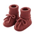 thumbnail image 2 of Huowey Baby First Walking Shoes Girl Boy Knit Cute Bow Tie Shoes Soft Sole Floor Sneakers Fall Winter Warmth Soft Footwear,Brick Red,3-6 Months, 2 of 4