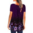 thumbnail image 3 of Pompotops Tunique Imprimée Florale Col en V pour Femmes Boutons Manches Courtes Blouse Ample, 3 of 8