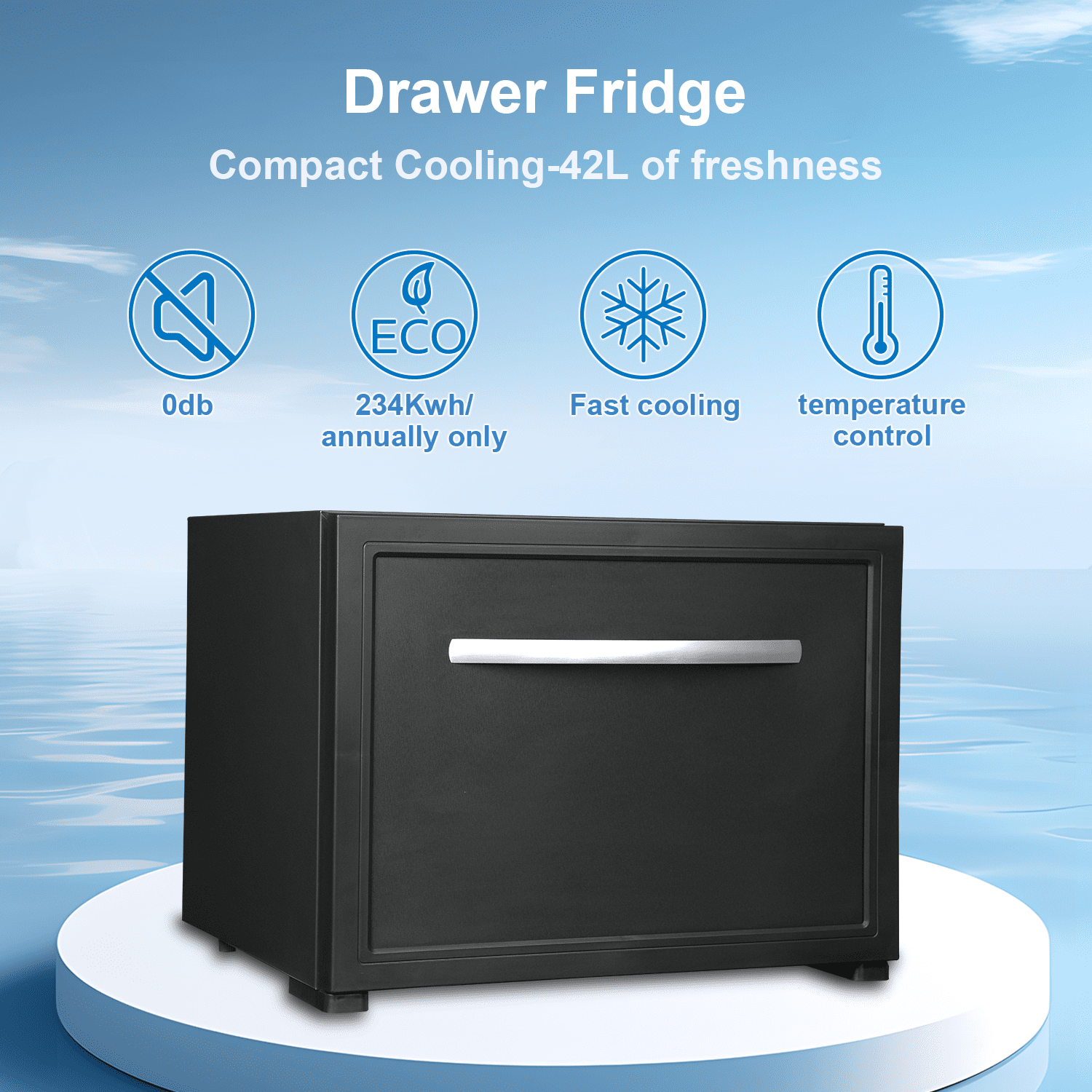 Smad Drawer Refrigerator 12V 115V Truck Cooler AC DC Fridge Hotel 1.7 cu ft Quiet