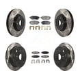 thumbnail image 1 of Transit Auto Front Rear Coated Drilled Slotted Disc Brake Rotors and Semi-Metallic Pads Kit for Car Subaru WRX KDF-100290, 1 of 11