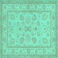 thumbnail image 1 of Ahgly Company Machine Washable Indoor Square Oriental Turquoise Blue Traditional Area Rugs, 4' Square, 1 of 4
