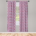 thumbnail image 4 of Ambesonne Abstract Window Curtains, Japanese Style Wave Design, Each 28" W x 95" L, Pale Sky Blue Dark Pink, 4 of 4