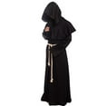 thumbnail image 4 of Friar Medieval Hooded Monk Renaissance Priest Robe Costume Cosplay Black, 4 of 4