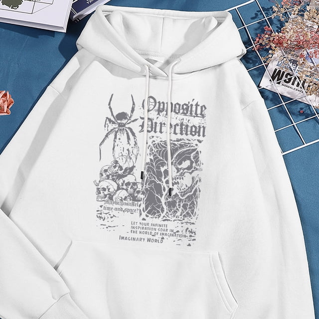 Spider Squelette Maginary World Imprimé Chandails à Capuchon Homme Automne Chaud Chandail à Capuchon Polaire Col Rond Hoody Confortable Décontracté Oversize Top Homme