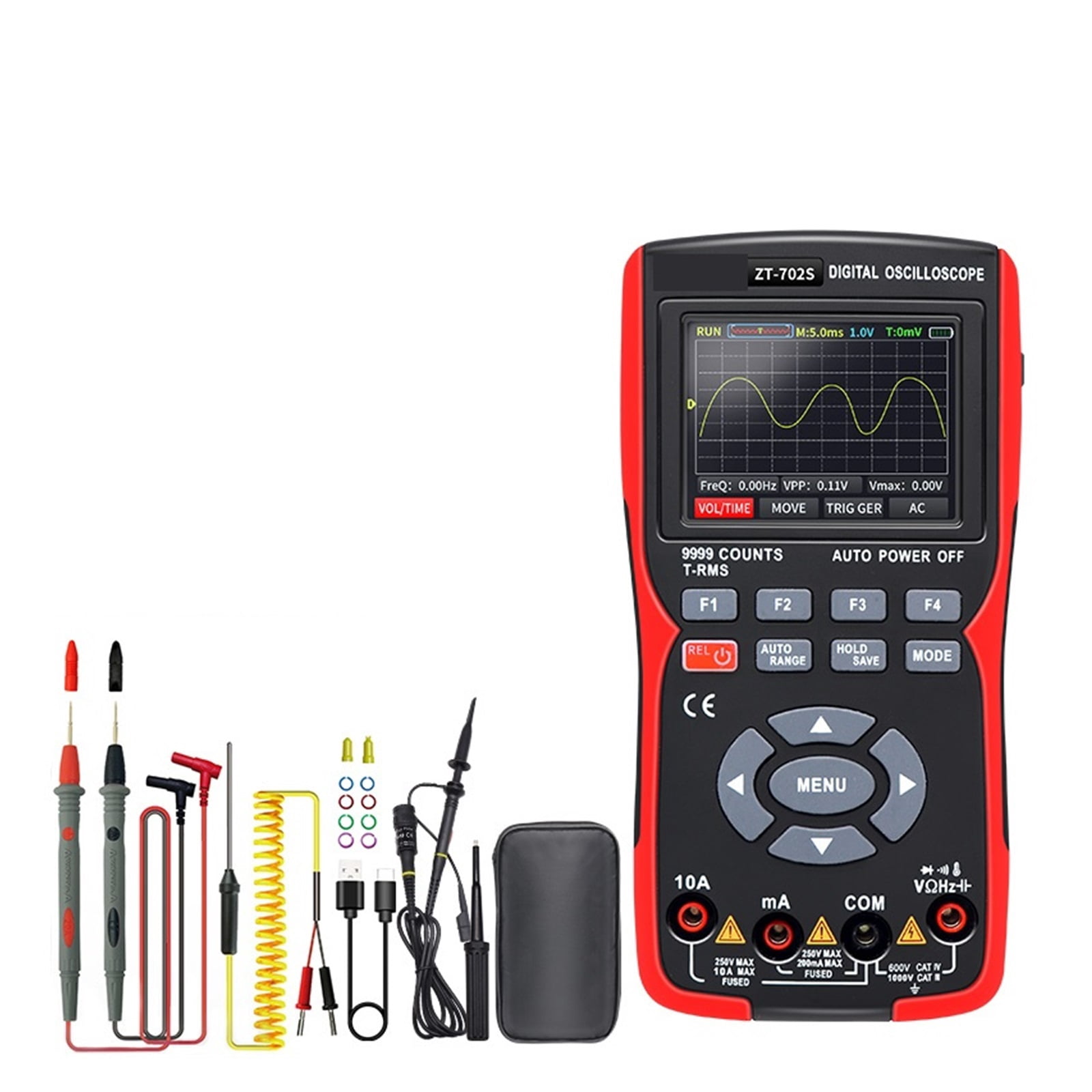 Digital Oscilloscope 48MSa/s 10Mhz Waveform Digital Storage Oscilloscpe Multimeter Auto True RMS Tranistor Probe Multimetro ,Professional Designed