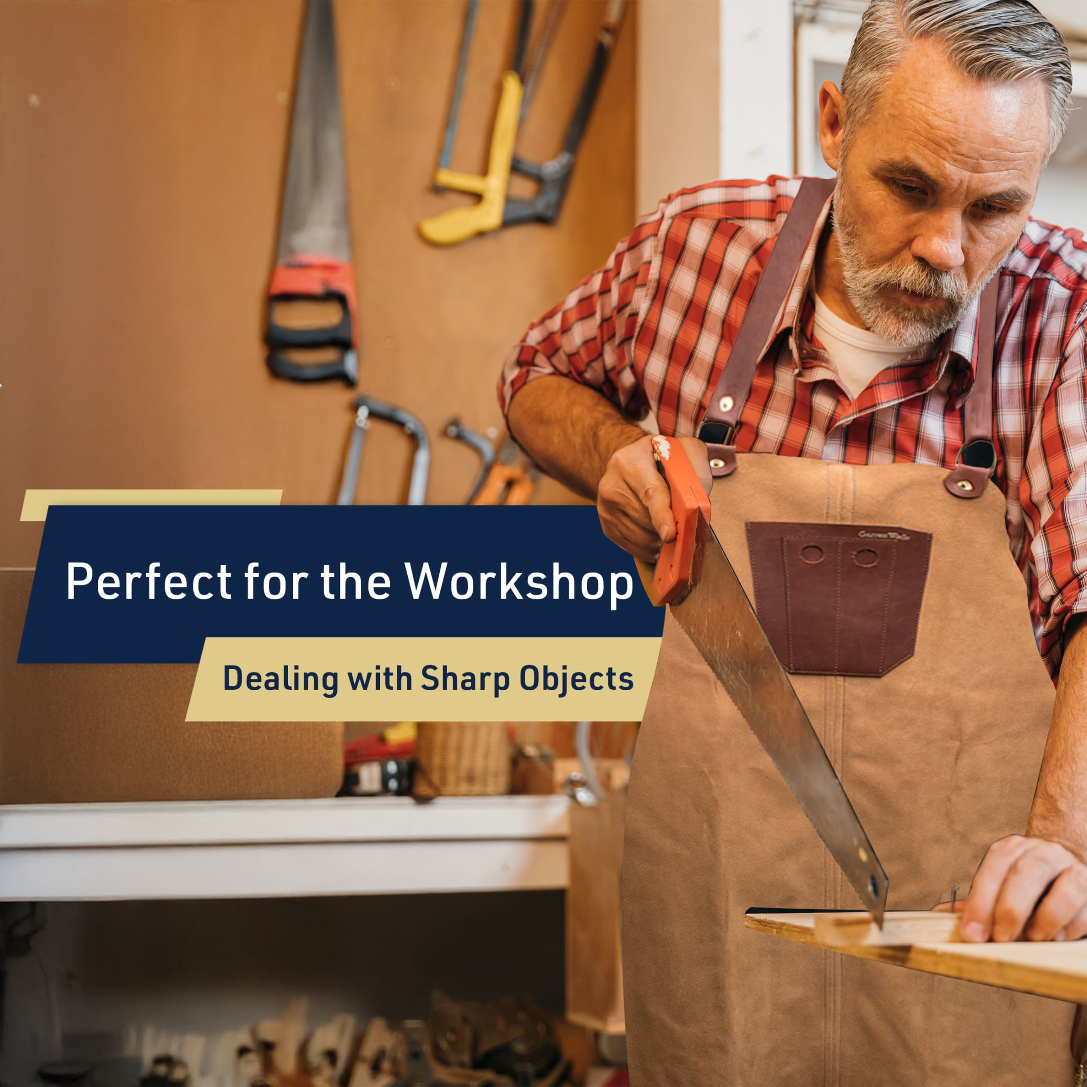 Kings County Tools Shop Apron - Premium Suede Leather Woodworking, Carpenters or BBQ Apron for Men