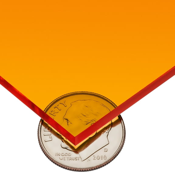 Orange Cast Acrylic Sheet Stock 24" L x 12" W x 1/8" Thick