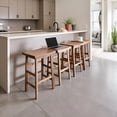 thumbnail image 6 of Alaterre Furniture Durango 26-Inch Tall Industrial Wood Counter-Height Stool Bar Stool, Kitchen, Seating, Vintage-Style Saddle Seat, Natural, 6 of 11