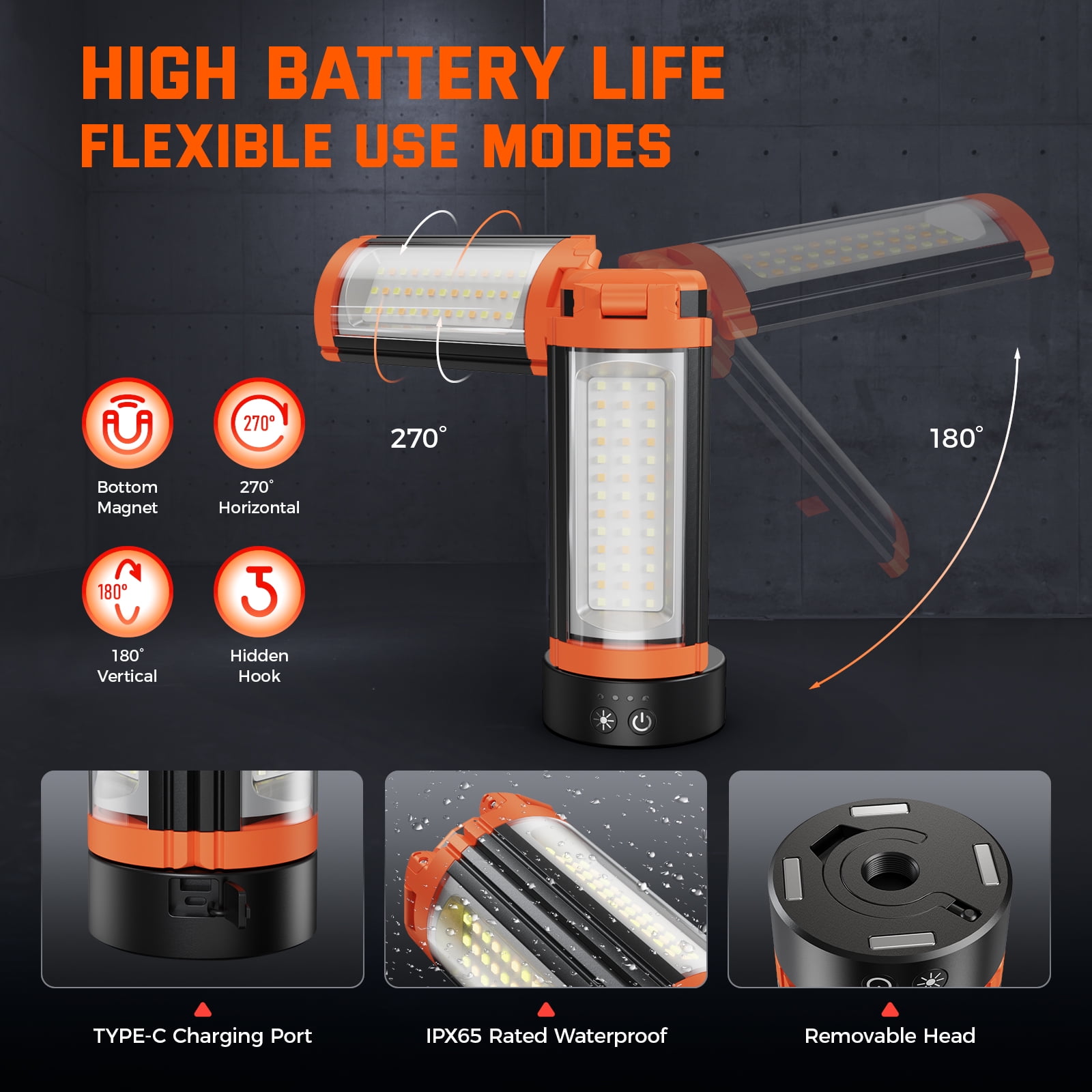 Lnow LED Camping Light Fishing Light with 8 Light Modes & USB Rechargeable Foldable Working Lantern for Camping, Hiking, Emergency, Hurricane, Outages