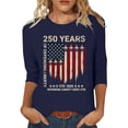 thumbnail image 2 of Trendfront Womens 250th Anniversary 3/4 Sleeve Tee American Flag Letter Crewneck loose fit Tops 4th of July Patriotic T Shirts Daily Wear, 2 of 4