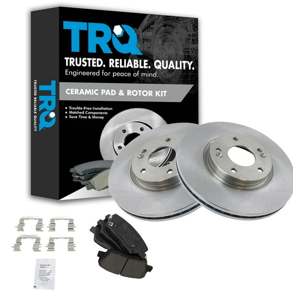 TRQ Front Brake Pad & Rotor Kit Brake Pads Brake Rotor Ceramic Fits Select 2010-2012 Hyundai Santa Fe 2011-2013 Kia Sorento