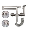 thumbnail image 1 of Robinet d'Évier de Cuisine avec Pistolet Pulvérisateur, Robinet Moderne pour Remplir Casseroles, Poignée Unique, Rétractable, Mural, Mitigeur Pliant à Bras Oscillant, Facile à Installer, 1 of 6