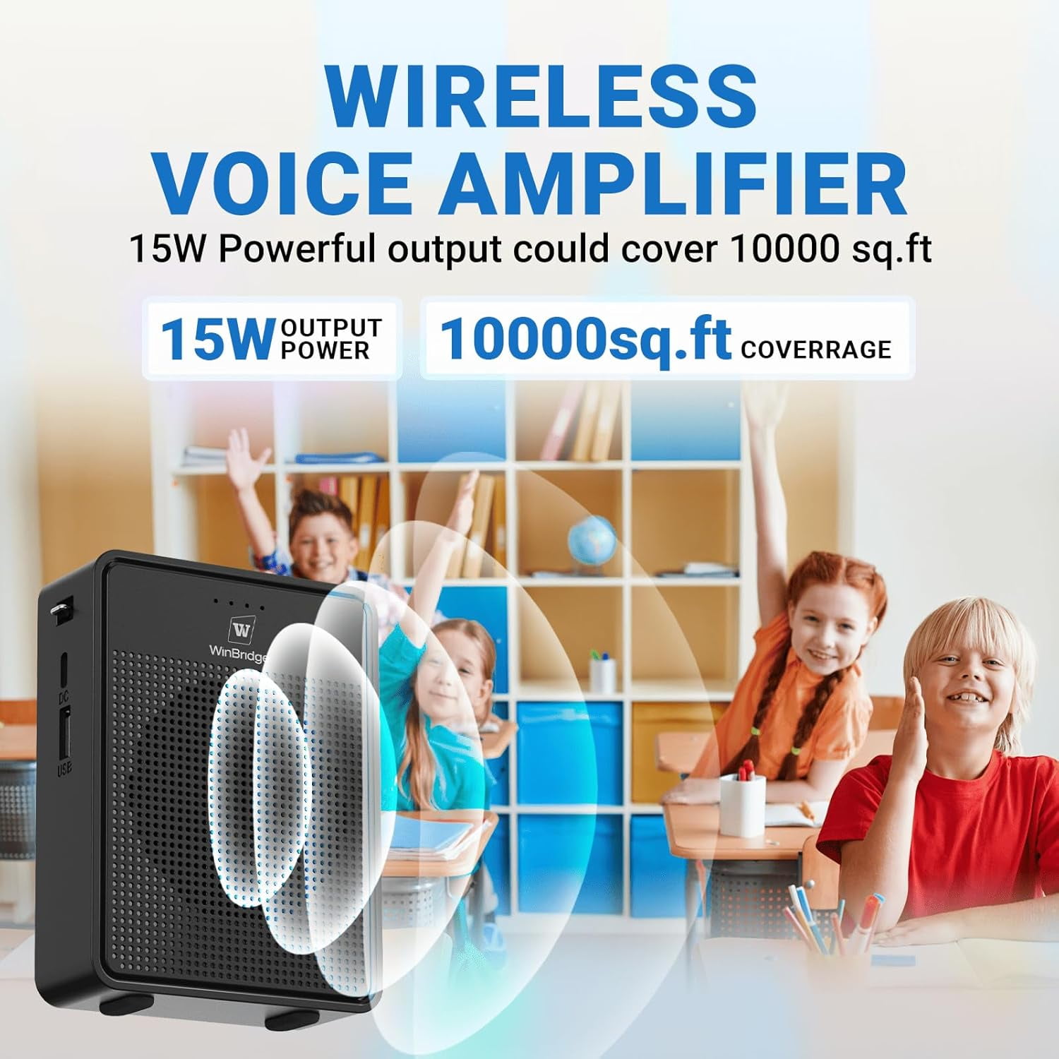 HW HAOWORKS Voice Amplifier Wireless Mic Headset, 15W Personal Voice Amplifiers for Teachers Classroom Tour Guide,Original Sound Ultra Portable-B002