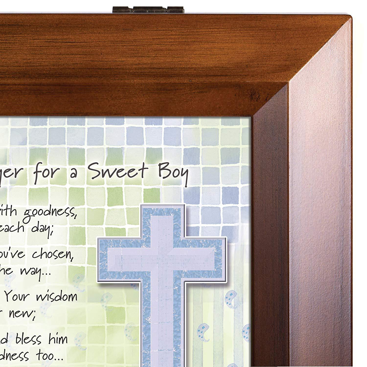 Baptismal Prayer for a Sweet Boy Wood Finish Jewelry Music Box - Plays Tune  You Are My Sunshine