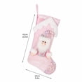 thumbnail image 2 of Large Pink Christmas Stocking with 3D Plush Santa Claus Figure, 16.54in Xmas Hanging Ornament Shiny Gift Bag with Rope for Holiday and Party, 2 of 4