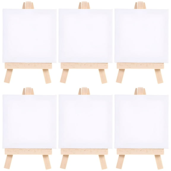 CCOCC 6 Sets of Mini Stretched Artist Canvas Art Board White Blank Art Boards Wooden Oil Paint Artwork Painting Board