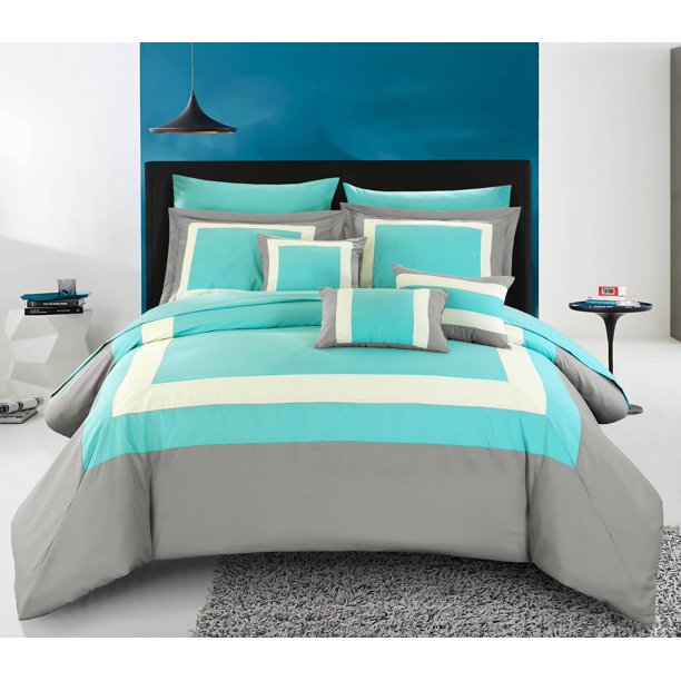 Chic Home 10Piece Luxury Color Block Comforter Bedding Set with Sheet