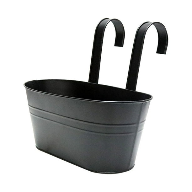 Maojin Macetero para plantas al aire libre, metal negro, hierro, macetas colgantes, barandillas, vallas, cubos, estilo bohemio moderno, montaje en pared, ventana, soporte para plantas