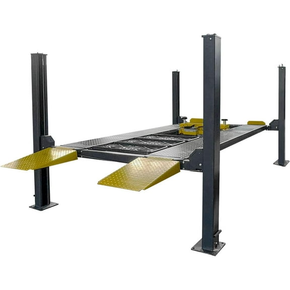 HPDMC 8500 lbs Four Post Parking Lift - 110V Heavy Duty 4 Post Car Lift with Caster Kit - Mobile Rolling Jack Compatible - Hydraulic Workshop Lift with 1 Year Warranty