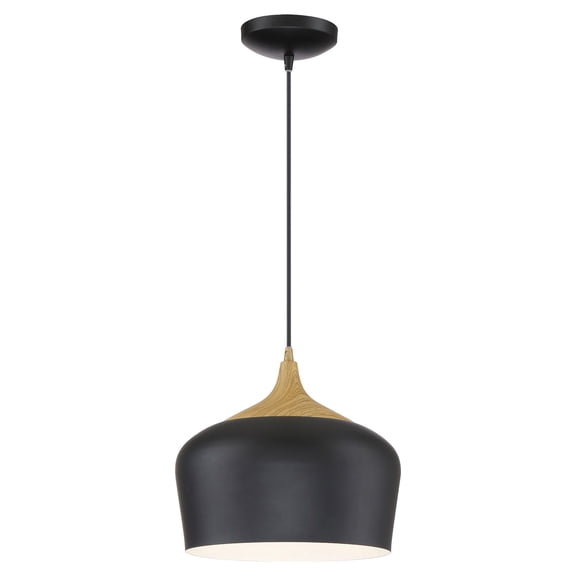 52057LEDDLP-BL/WGN Access Lighting Blend - 1 Light Pendant In Contemporary Style-9 Inches Tall and 12 Inches Wide-Black with Wood Grain Finish