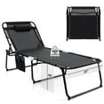 thumbnail image 2 of Costway 1 PCS Oversize Folding Chaise Lounge with Backrest Detachable Pillow Pocket, 2 of 9