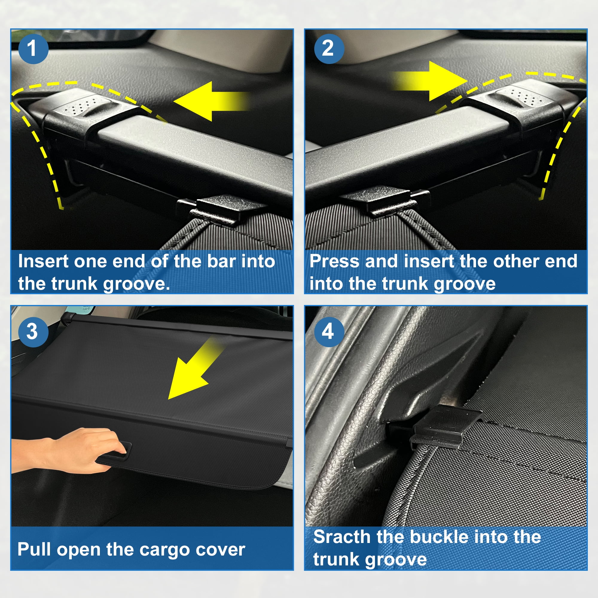 Unique Bargains Retractable Cargo Cover for VW Tiguan 2018 2019 2020 2021 2022 Black