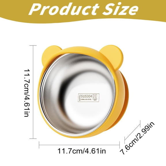 2-in-1 Suction Bowl with 304 Stainless Steel Inner - Detachable Silicone Baby Feeding Bowl with Strong Grip - Pink