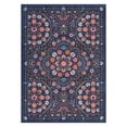 thumbnail image 1 of Modern Washable Floral Area Rug - Ultra-Thin, Low Pile, Non-Slip, Mark Resistant, Collapsible Large Carpet for Living Room, Bedroom, Dining Room - Navy, 9x12ft (274x366cm), 1 of 8