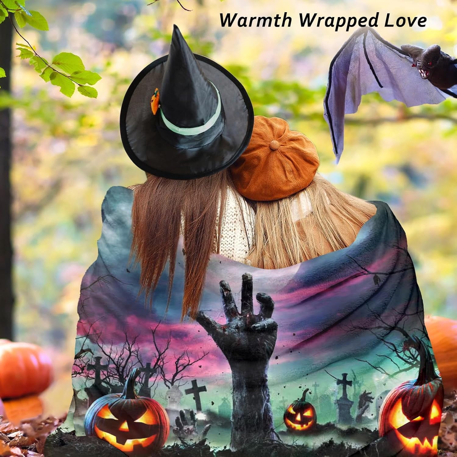 Halloween Throw Blanket Pumpkins Spooky Hands Scary Tombstones Throw Blanket Decorative Lightweight Fuzzy Soft Plush Fleece Blankets and Throws Couch Sofa Bed Blanket 50x60