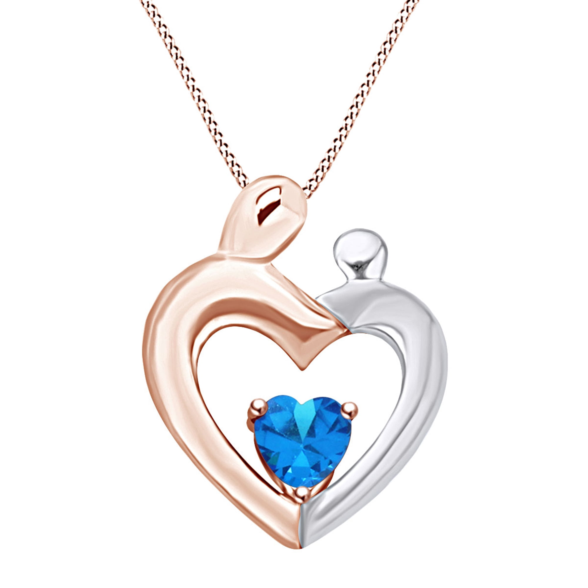 Mother's Day Jewelry Gift Heart Cut Simulated Blue Topaz Two Tone Mom ...