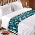 thumbnail image 3 of Fish Bed Runner for Twin Size Bed, Cartoon Colored Little Fish Blue Waves Soft Bedding Scarf Bedding Protector Slipcover Sofa Throw for Bedroom Hotel Guesthouse, 3 of 8