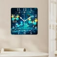 thumbnail image 4 of 14 Inch Wall Clock Battery Operated Square Clock for Office, Kitchen, Outdoor, Living Room,Magic Sparkling Blue Butterfly on Water Adorable, 4 of 4