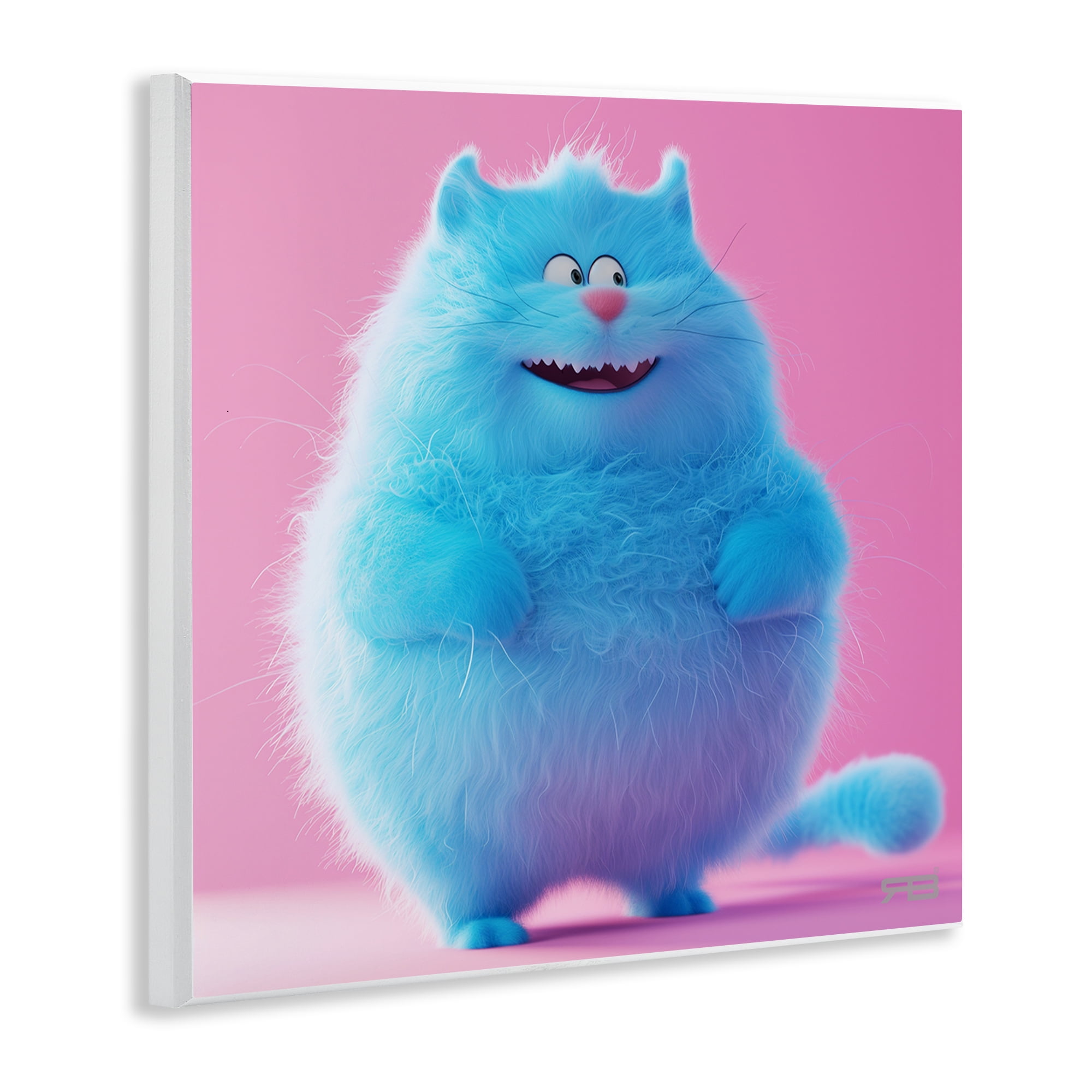 Stupell Industries Funny Blue Cat Animals Painting Unframed Art Print Wall Art, 12 x 12