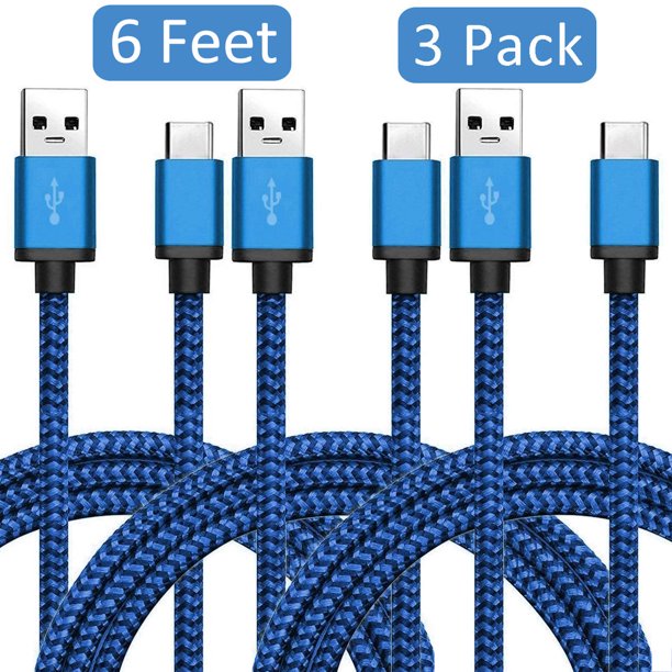 EEEKit 3-Pack USB Type Cable, 6 Feet(2M) USB-C Type-C Charging Charger Data Sync line Compatible