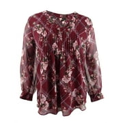 Charter Club Women's Petite Printed Pintuck-Front Top (PXL, Carriage Red Combo)