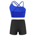 thumbnail image 2 of TiaoBug Kids Girls 2 Piece Dance Sport Outfits Gymnastics Dancewear Cami Crop Top with Booty Shorts Set Royal Blue&Black 10, 2 of 7