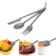 thumbnail image 2 of Juego de 3 utensilios para acampar, tenedor, cuchillo, cuchara de metal, cubiertos para acampar con mosquetón, 2 of 5