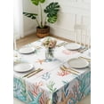 thumbnail image 3 of Beach Coastal Suqare Tablecloth - 54 x 54 Inch, Summer Coral Starfish Nautical Ocean Waterproof & StainResistant Tablecloth, Washable Oil-proof Table Cover for Dining/Party/Wedding/Camping/Buffet, 3 of 9