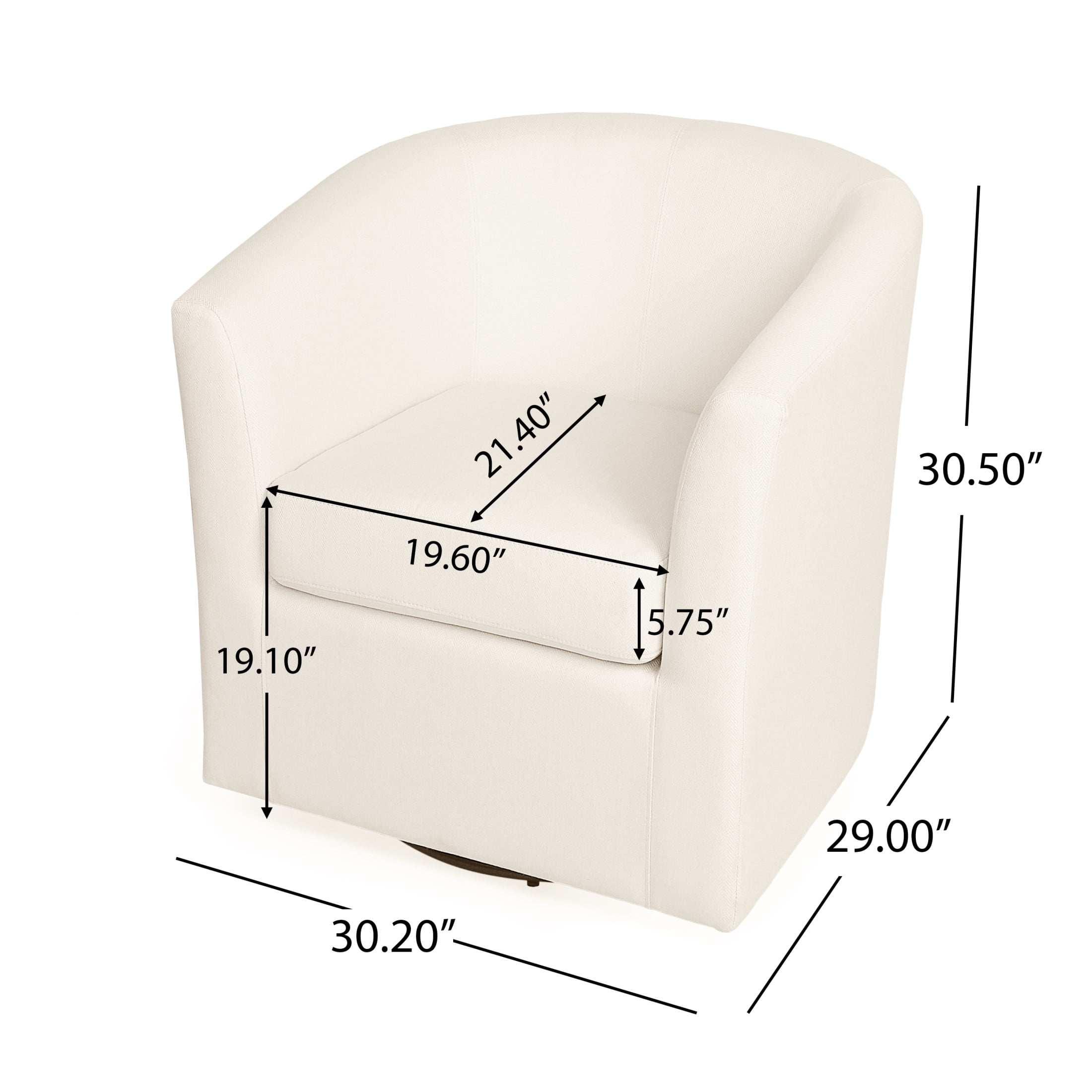 Contemporary Barrel Swivel Accent Chair, White