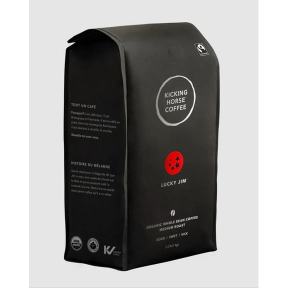Kicking Horse Coffee Lucky Jim Roast Whole Bean 2.2 lb Bag (Pack of 6)