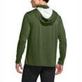 thumbnail image 5 of Ecqkame Men's Sun Protection Hoodie Tops Long Sleeve Fishing Shirt with Hood Mask Lightweight Athletic Running Outdoor Tops 01-Army Green S, 5 of 7