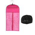 thumbnail image 1 of Pelucas de pelo rosa a prueba de polvo, almacenamiento, bolsa de secado, soporte, percha con cornrow negro, pelucas ajustables, gorro de encaje Zulema Conjunto de soporte de almacenamiento de peluca, 1 of 8