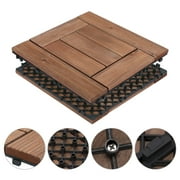 Yaheetech 12 x 12 in 27pcs Acacia Wood Floor Tiles Interlocking Flooring Tiles Patio Pavers Composite Decking for Outdoor & Indoor, Brown