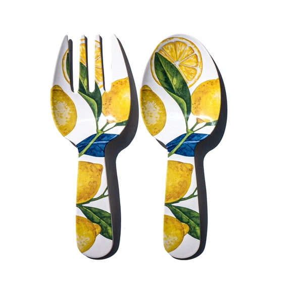 Lemon Orchard Melamine Serving Utensils - Yellow - Set of 2