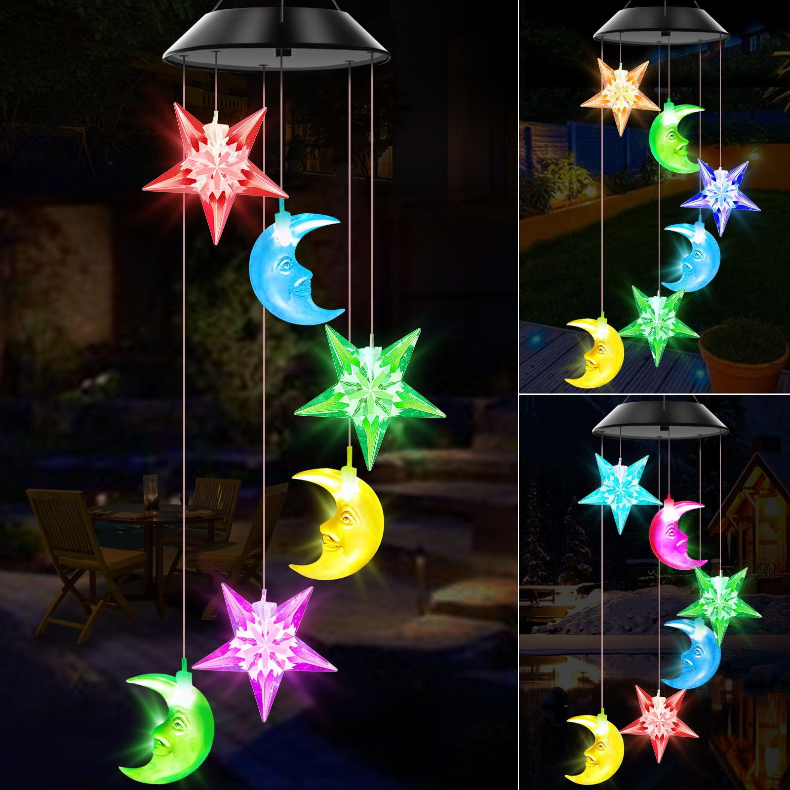 Solar Wind Chimes Outdoor Color Changing Lights Gift for Women Mom Grandma Sister Best Gifts Wind Chimes Unique Outdoor Garden Yard Decor (Purple Butterfly)