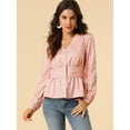 thumbnail image 3 of INSPIRE CHIC Women's Elegant Dots V Neck Smocked Ruffled Hem Peplum Top, 3 of 6