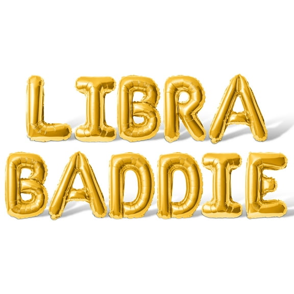 Letter Balloons - LIBRA BADDIE 16" Inch Alphabet Letters Foil Mylar Balloon Libra Birthday Party Banner (Gold)